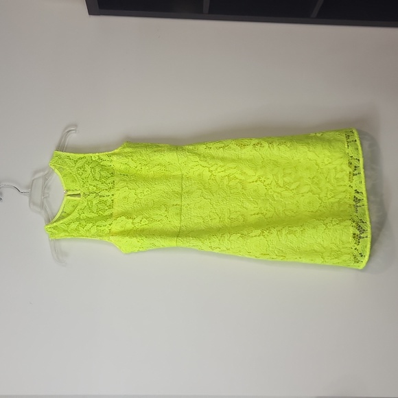 J. CREW COLLECTION Neon Yellow Lace Sheath Cocktail Work Spring Dress - Picture 4 of 16